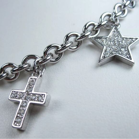 New💃Nina Ricci Rhodium Plated Necklace with Swarovski Crystals - 16" length 0046 - Picture 3 of 4